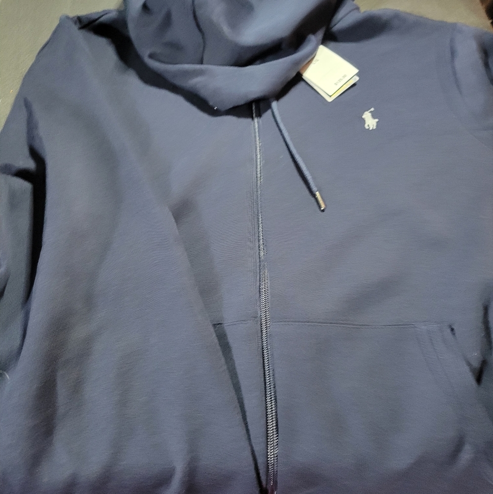 Large Navy Blue Polo Zip up hoodie